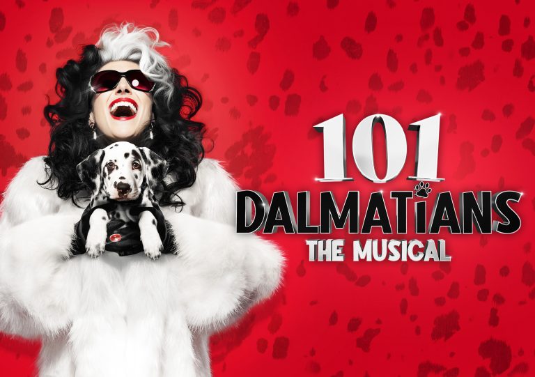 101 Dalmatians The Musical Tour (Landscape with title). Photo credit is Oliver Rosser, Feast Creative.