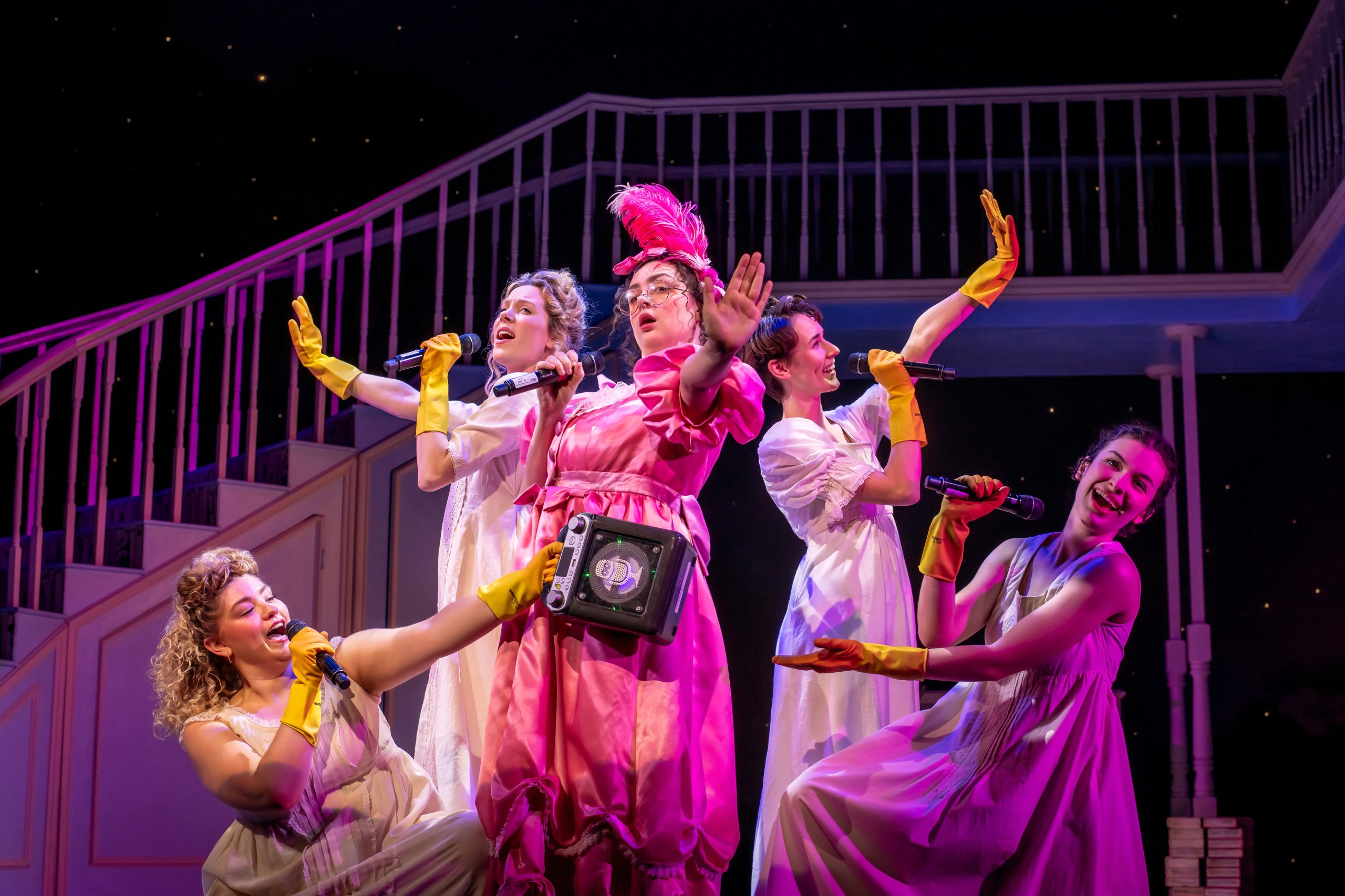 Emmy Stonelake, Dannie Harris, Leah Jamieson, Megan Louise Wilson and Lucy Gray in Pride and Prejudice sort of. Photo by Mihaela Bodlovic