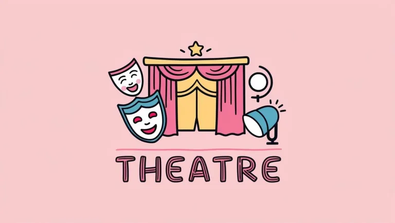 cute theatre logo with theatre symbols