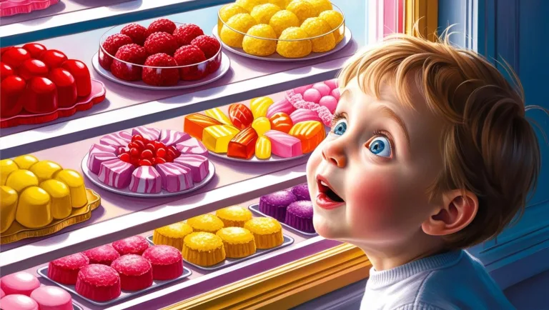 A child looking through a sweet shop window in amazement (1)