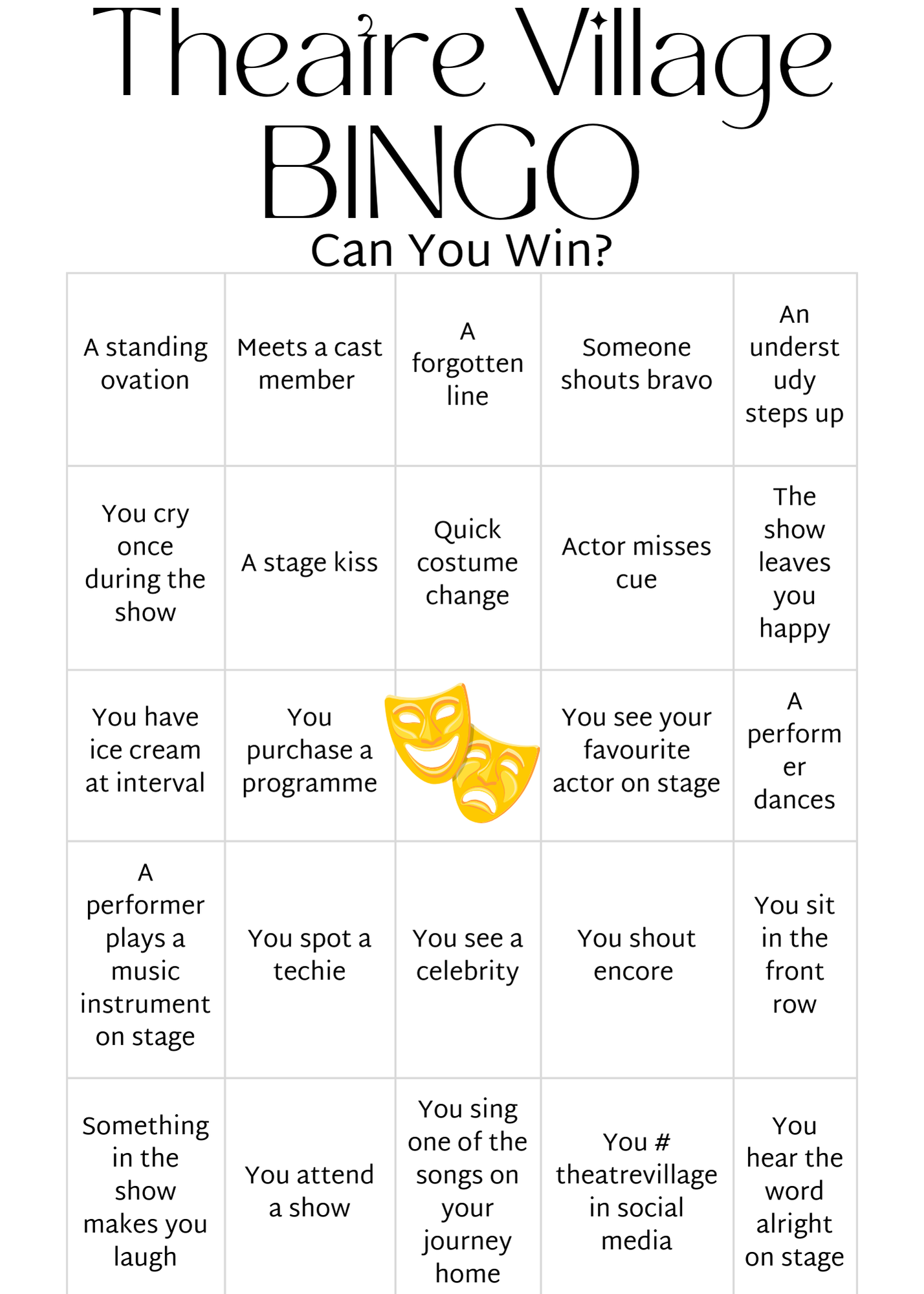 Black and White Illustrated Find a Guest Bingo Card