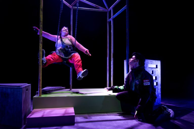 Jess Senanayake (Daisy) and Tyrese Walters (Luke) in My Brother’s A Genius. Photo by Chris Saunders DSC_8692