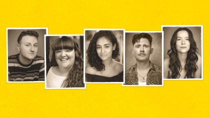 Operation Mincemeat UK leg cast image from left to right Christian Andrews, Jamie-Rose Monk, Charlotte Hanna-Williams, Sean Carey and Holly Sumpton