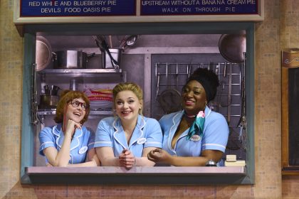 Evelyn Hoskins (Dawn), Carrie Hope Fletcher (Jenna) and Sandra Marvin (Becky). Photo by Matt Crockett